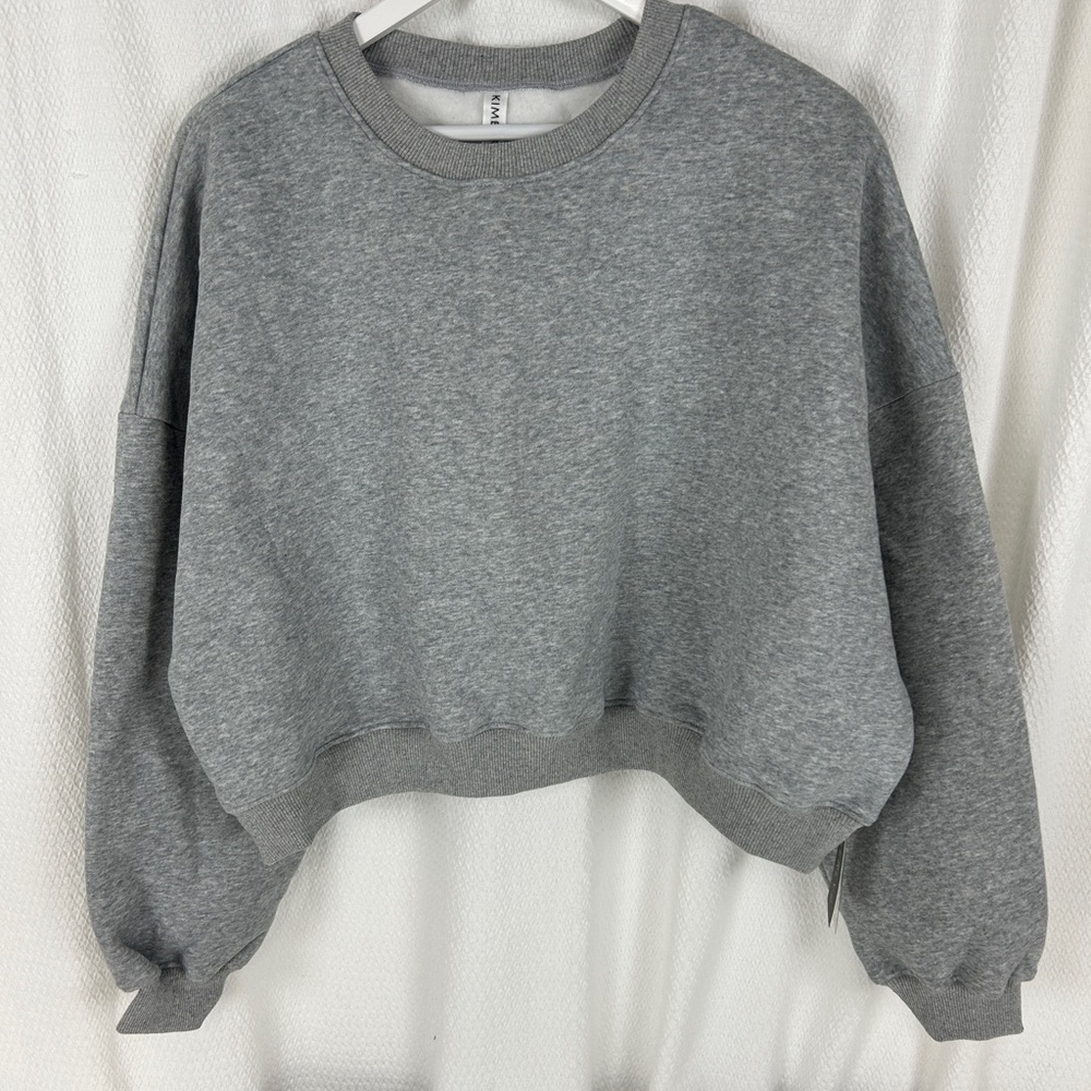 Kimberly Cropped Crewneck Sweatshirt Large NWT